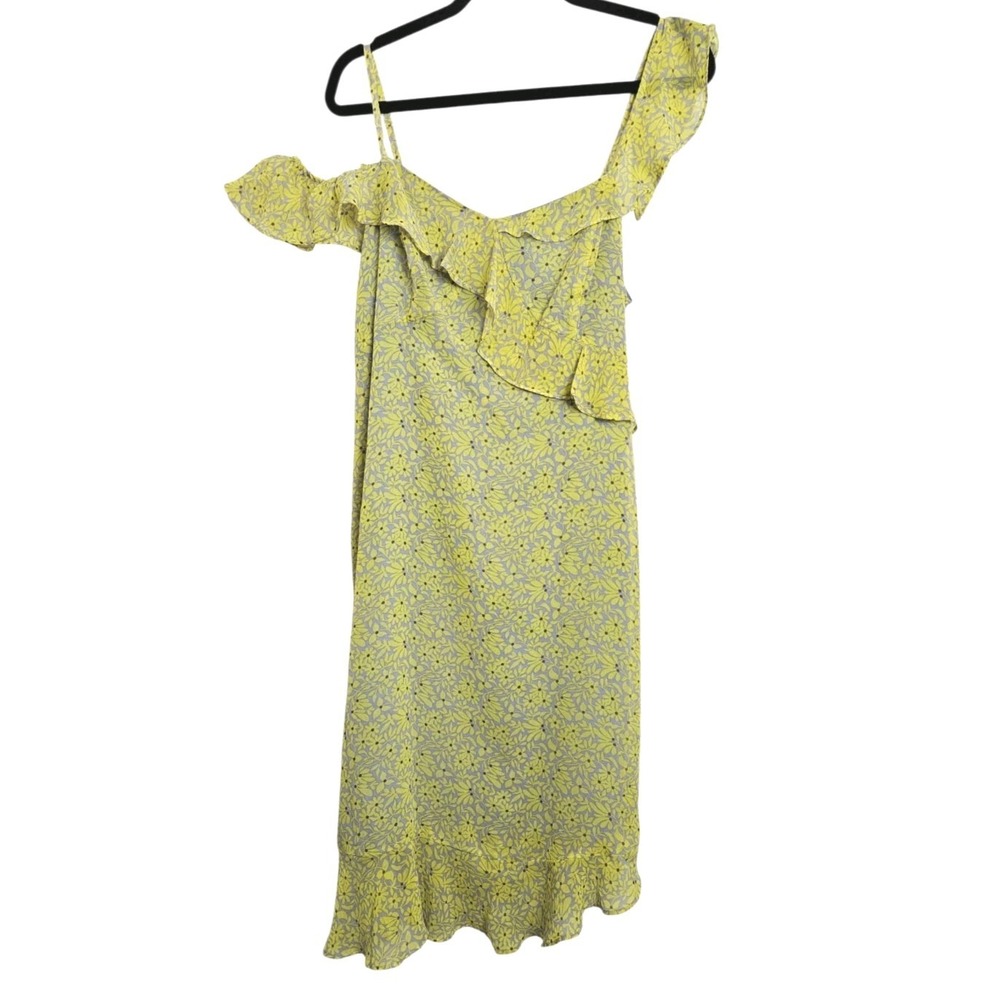 NANETTE LEPORE Dress Size 10 Asymmetrical Ruffle Lemon Meringue Spring Bloom NEW